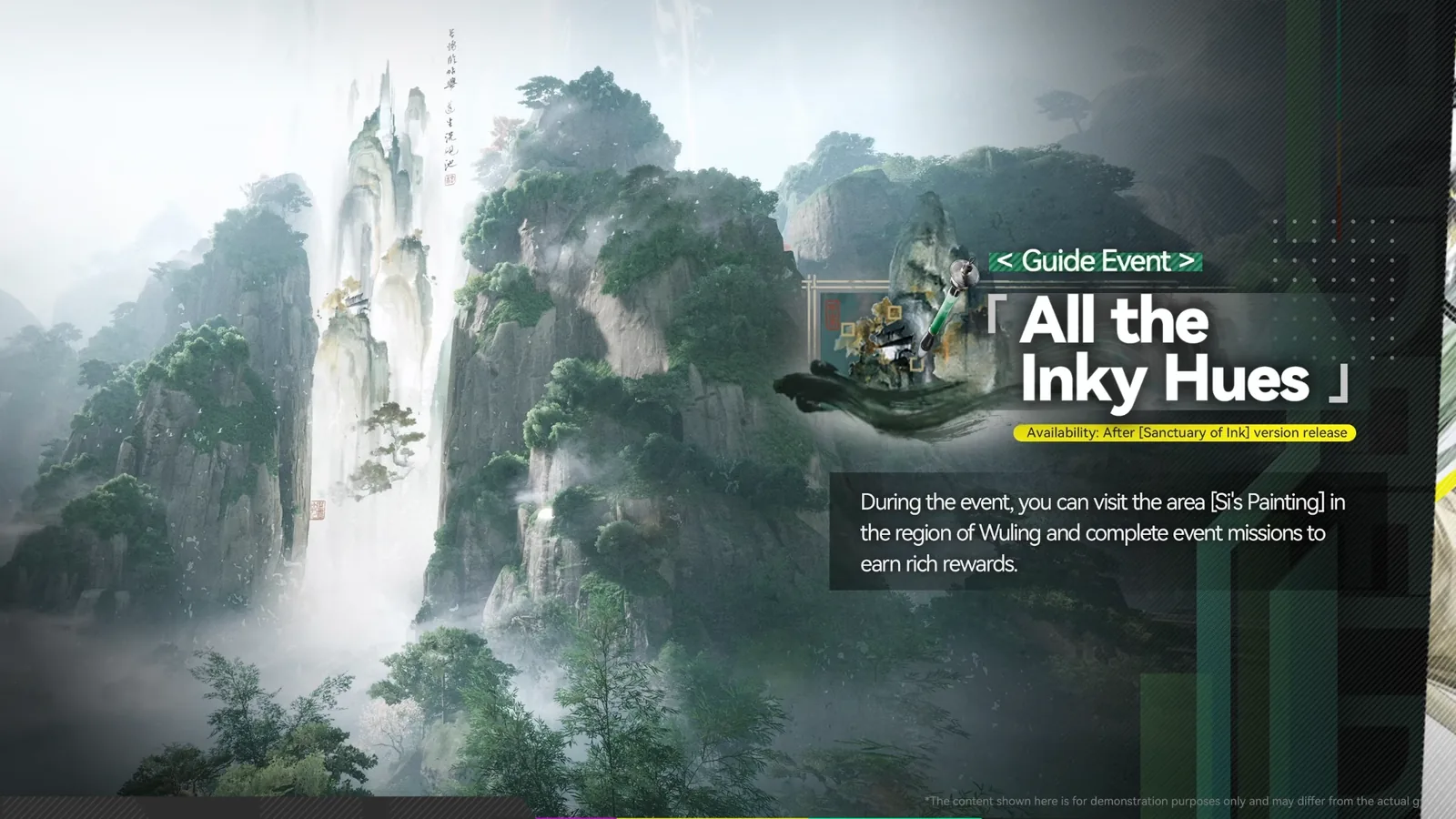 Endfield All the Inky Hues Guide Event slide: visit Si’s Painting in the Wuling region for event missions after the Sanctuary of Ink release