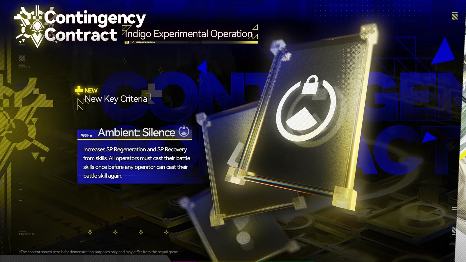 Endfield Contingency Contract key criterion Ambient: Silence, all operators must cast a battle skill before any can cast again