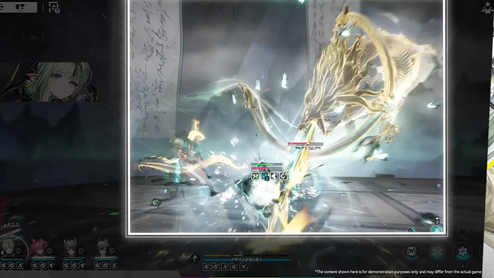 Endfield Si combo skill in trailer footage: a golden Ink Lung dragon striking enemies against an ink-script backdrop